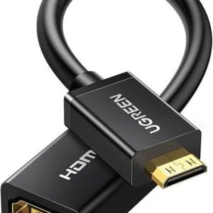 ugreen 22cm mini hdmi male to hdmi female adapter cable – high speed video – black – 20137.jpeg