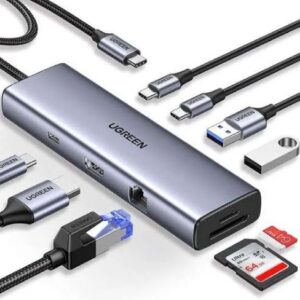 ugreen 9 in 1 usb c multifunction adapter usb c to usb3.0 2 port usb c 2 port 4k hdmi rj45 ethernet sd tf pd port converter cm498 ug 15375.jpg