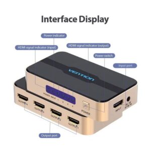 vention 1 in 4 out hdmi splitter 4k@30hz gold aluminum alloy type accgo.jpg