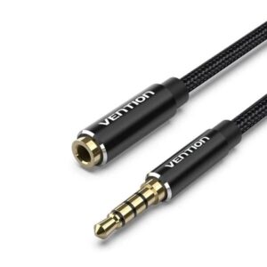 vention 2 3.5mm male to 4 pole 3.5mm female audio cable 0.3m black abs type bbtby.jpg