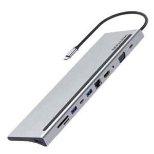 vention usb c multi function 12 in 1 docking station usb c to dp hdmi vga usb c gen 1 usb 3.0x2 usb 2.0 rj45 sd tf trrs 3.5mm pd 0.25m gray metal type thshc.jpg