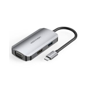 vention usb c multi function 4 in 1 docking station usb c to hdmi vga usb 3.0 pd docking station 0.15m gray aluminum alloy type toahb.jpg