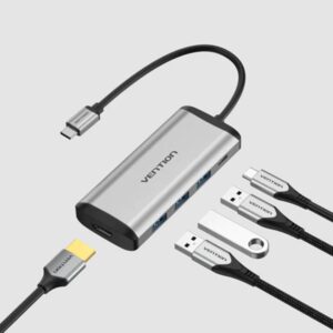 vention usb c multi function 5 in 1 docking station type c to hdmi usb3.0 3 pd converter 0.15m gray metal type cnbhb.jpg