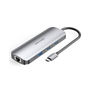 vention usb c multi function 8 in 1 docking station to hdmi usb3.0x3 rj45 sd tf pd docking station 0.15m gray aluminum alloy type 100w tokhb.jpg